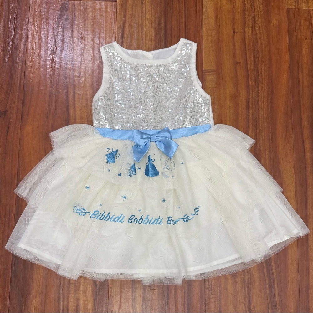 White and Blue Sequin Tulle Dress 4T